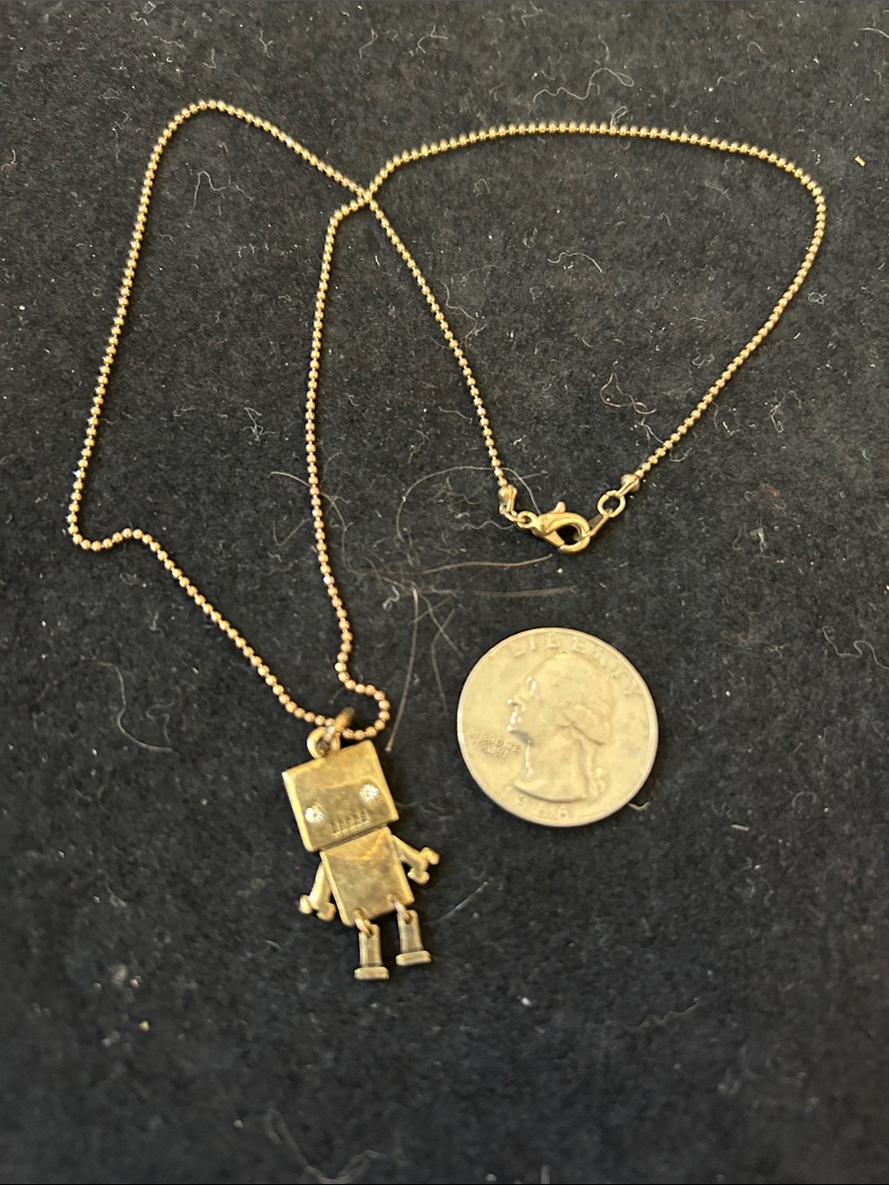 Gold Robot Pendant Necklace - Cute Mini Charm